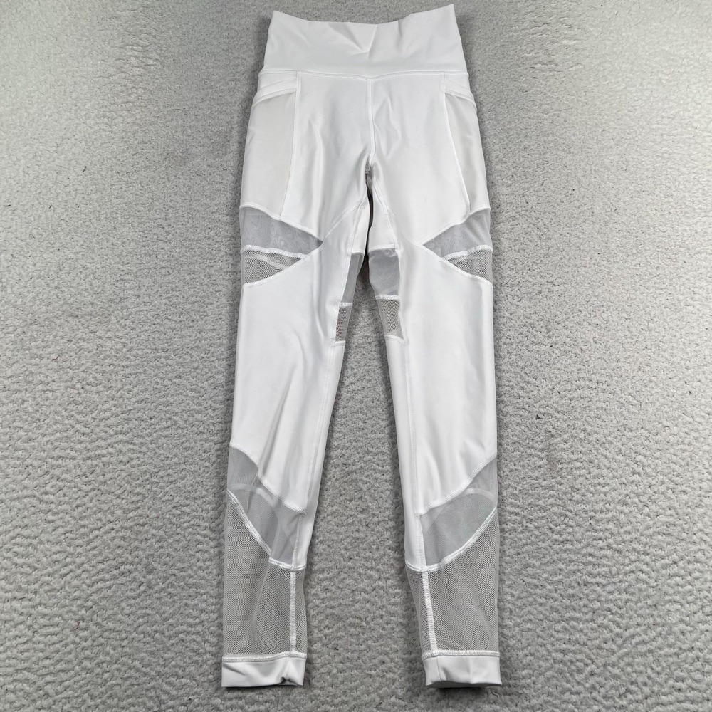 Lululemon Forget the Sweat Leggings Womens 4 Pull on Stretch Yoga‎ Mesh White